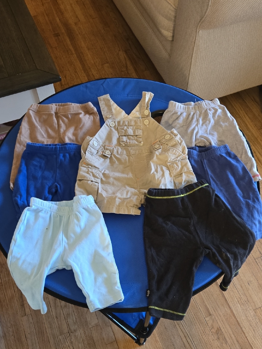 Baby Boy 3-6 mos Neutral Tan Overalls + Mixed Pants Lot